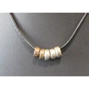 Inspirational Engraved Silver And Gold Tone Ring Necklace